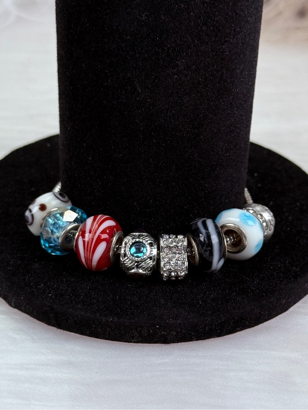 Beautiful, colorful, multi beaded charm bracelet